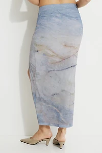 Shirred Asymmetric Maxi Skirt
