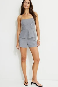 Gingham Peplum Tank Top