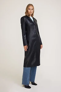 Faux Leather Trench Coat