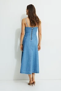 Flared Denim Maxi Dress