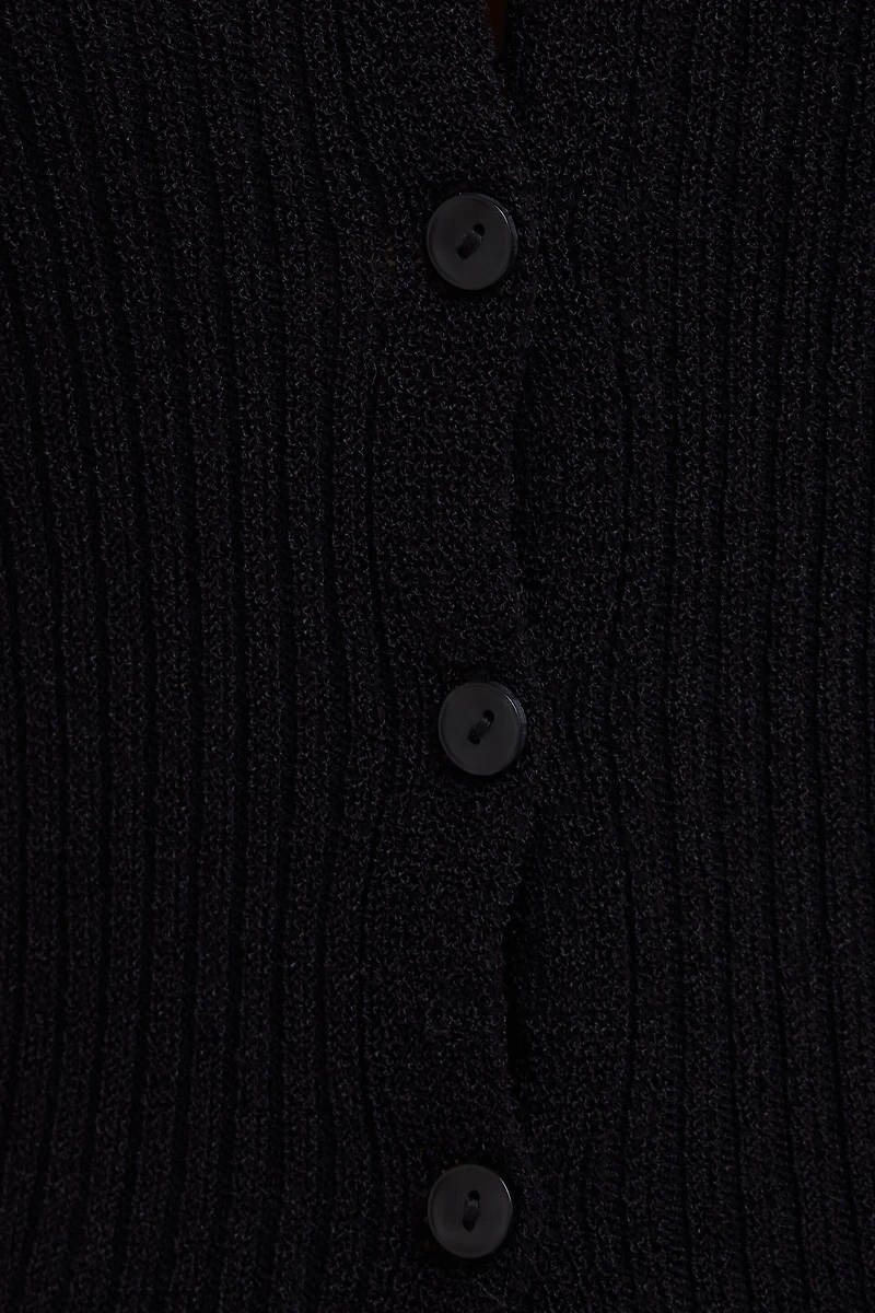 Mila Ribbed V Neck Cardigan