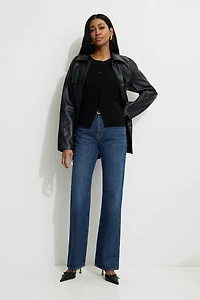 Veste sans manches en tricot à col rond et boutons Vera
