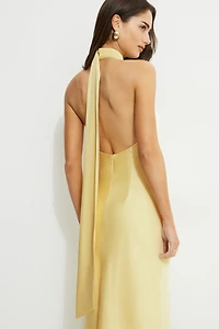 Halter Satin Maxi Dress