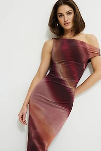 Robe maxi en maille à épaules dégagées