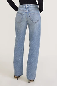 Mika Rhinestone Mid Rise Relaxed Straight Leg Jeans