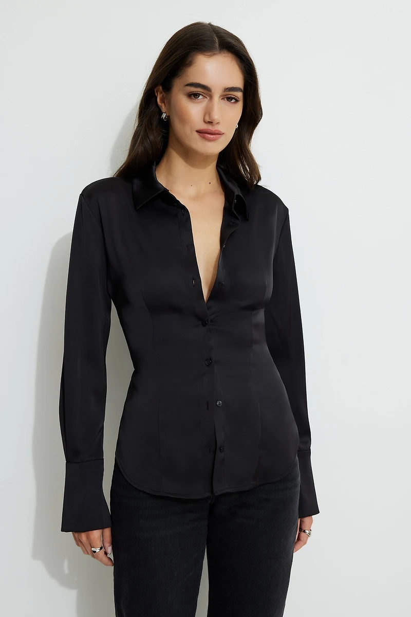Eva Cinched Satin Shirt
