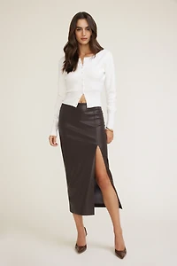 Marlow Faux Leather Midi Skirt