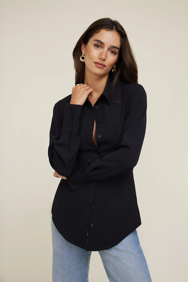 Cinched Waist Fluid Blouse