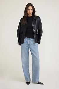 Blouson aviateur ample en faux cuir