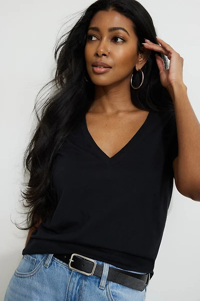 Essential V Neck Cotton T Shirt