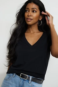 Essential V Neck Cotton T Shirt