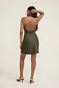 Halter Satin Mini Dress