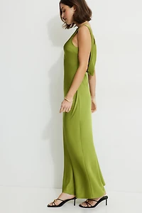 Open Back Satin Maxi Slip Dress
