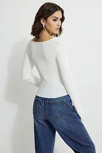 Mila Ribbed V Neck Cardigan