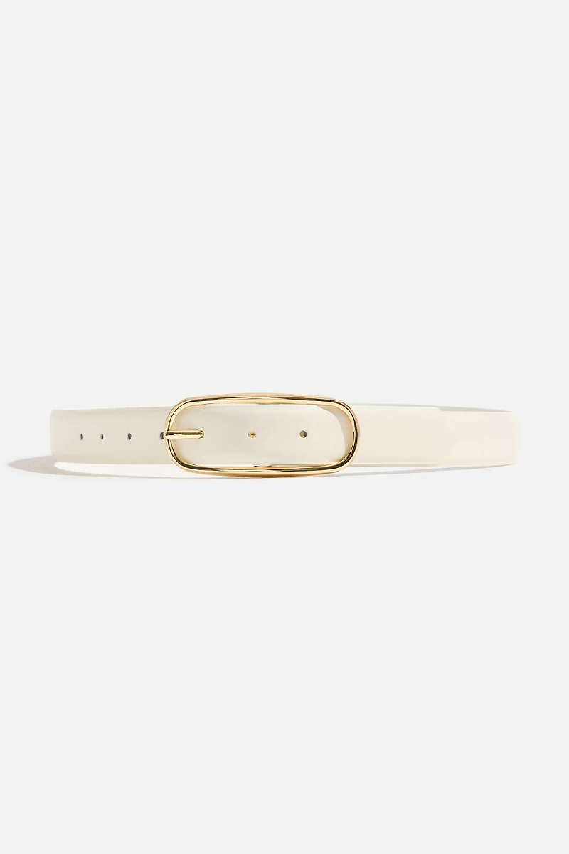 Ceinture mince en faux cuir à boucle ovale