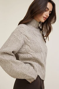 Sasha Cable Knit Funnel Neck Sweater