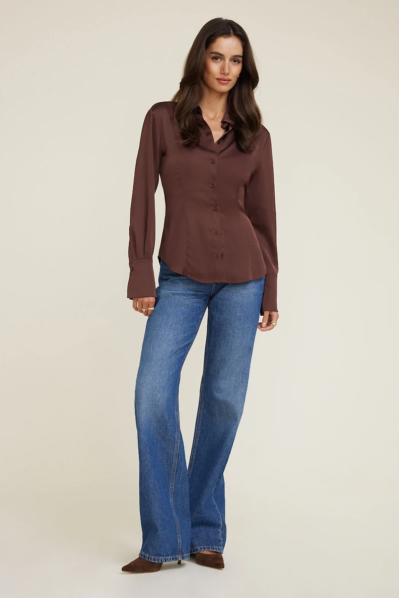 Eva Cinched Satin Shirt