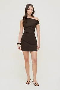 Linen Off Shoulder Mini Dress
