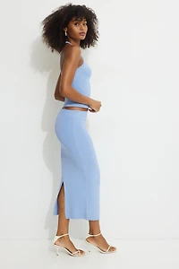 Scalloped Knit Maxi Skirt