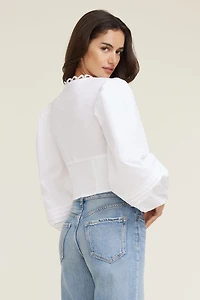 Blouse en popeline à manches bouffantes