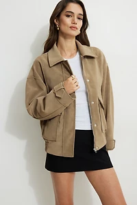 Blouson aviateur ample en faux suède