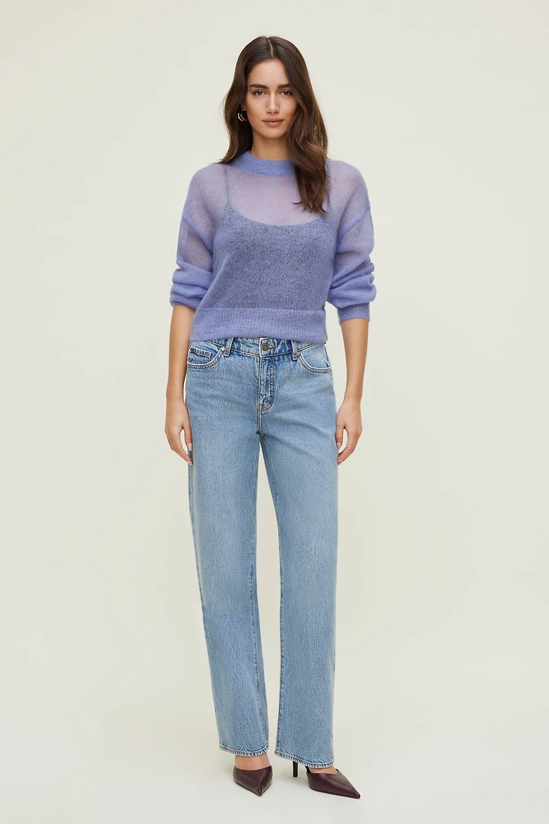 Chandail à manches bouffantes en mohair de première qualité