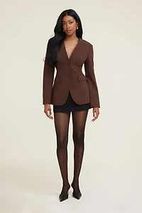 Cinched Collarless Blazer