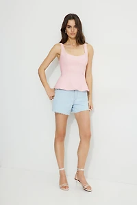 Square Neck Peplum Top