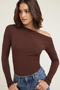 Haut en cotton extensible à manches longues Cleo