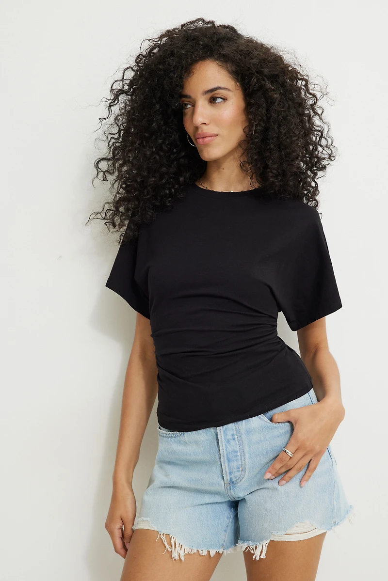 Andrea Shirred Jersey T Shirt