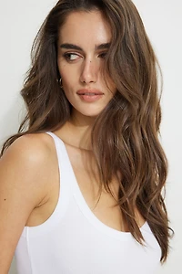 Ribbed Scoop Neck Bodysuit