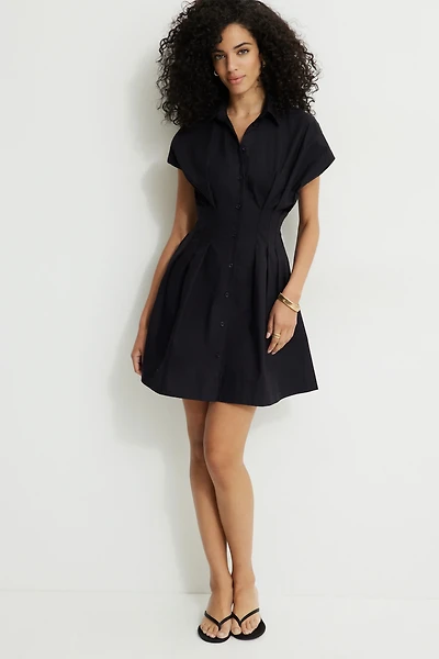 Minirobe t-shirt évasée en popeline