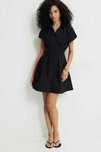Minirobe t-shirt évasée en popeline
