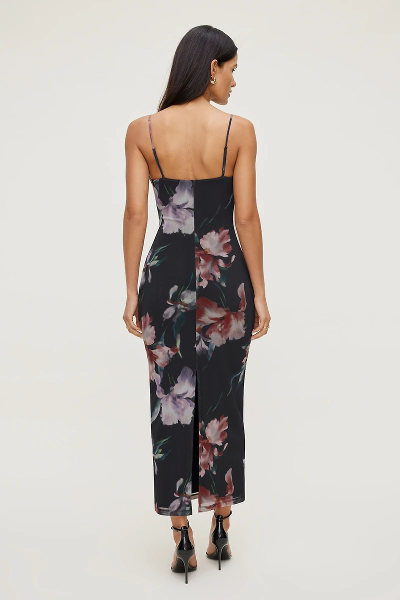 Floral Mesh Maxi Dress