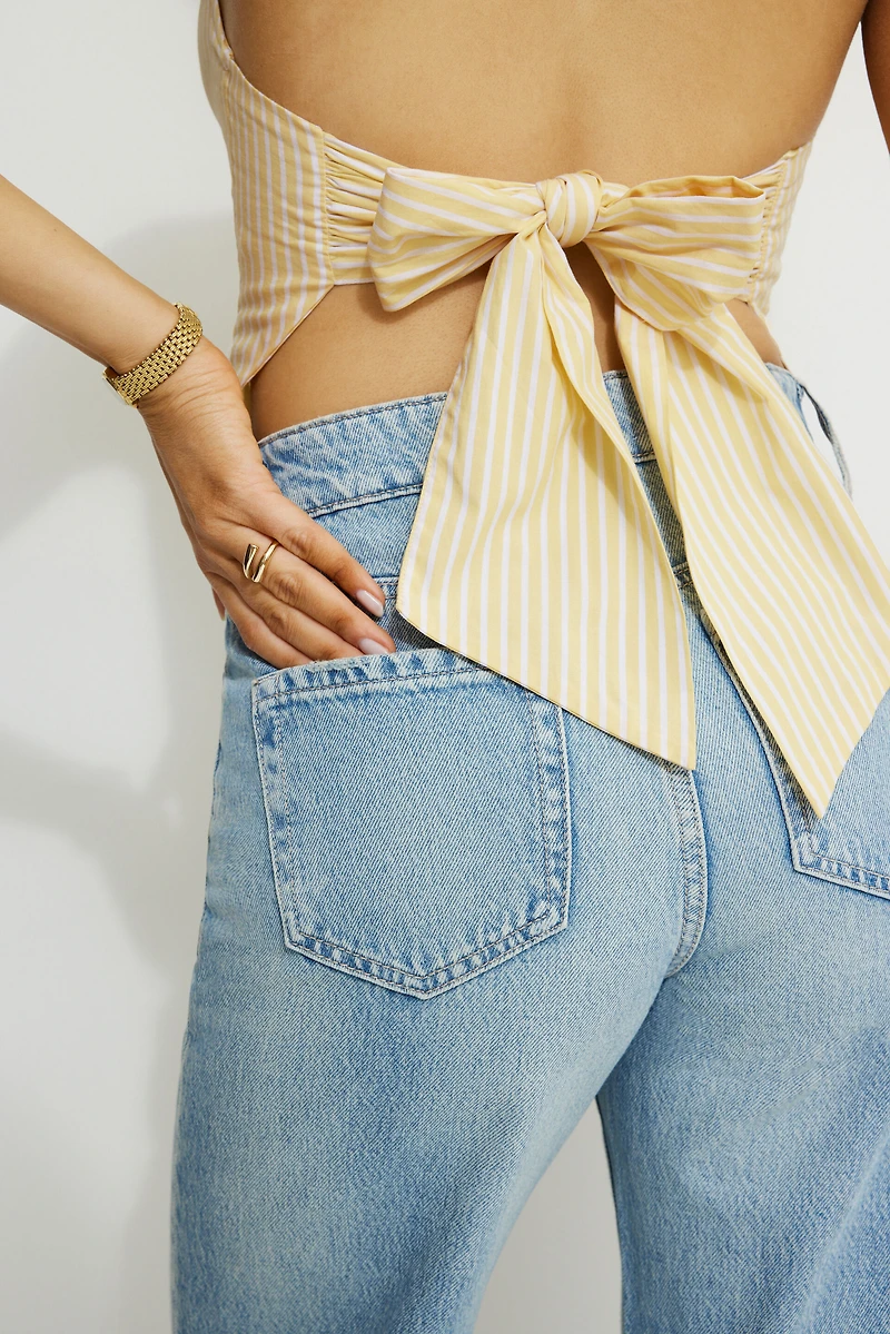 Open Back Poplin Halter Top