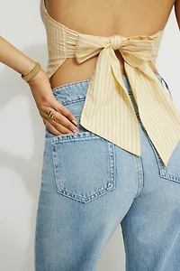Open Back Poplin Halter Top