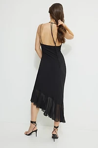 Asymmetric Ruffle Midi Dress