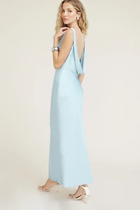 Cowl Back Satin Maxi Dress