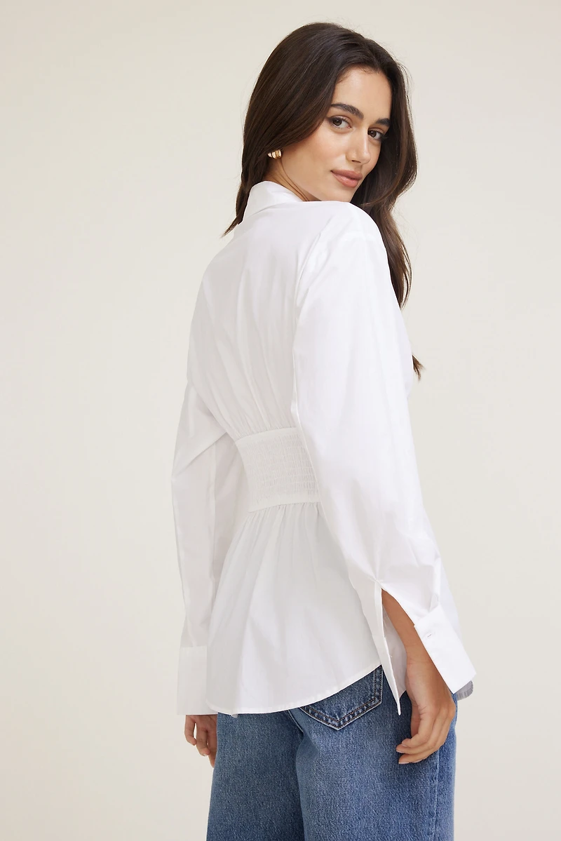 Cinched Waist Poplin Shirt