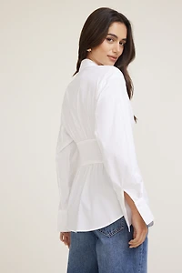 Cinched Waist Poplin Shirt