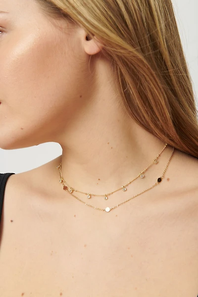 Layered Gems & Discs Necklace