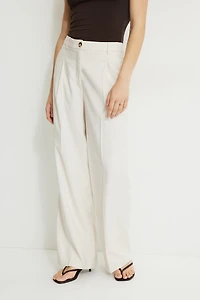 Pantalon plissé à jambe droite en twill
