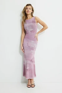 Robe maxi en maille à col bateau