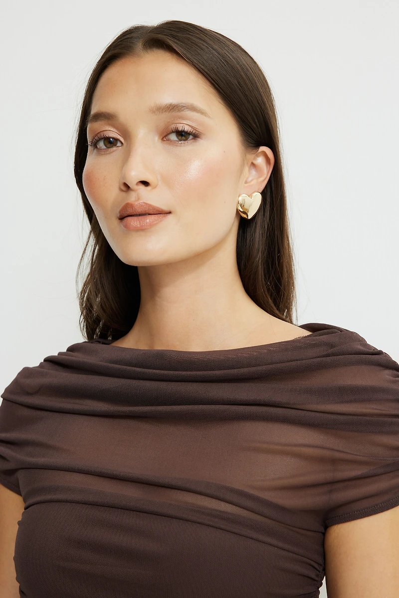 Oversized Heart Stud Earrings