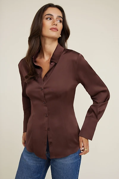 Eva Cinched Satin Shirt