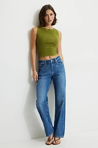 Boat Neck Pointelle Tank Top