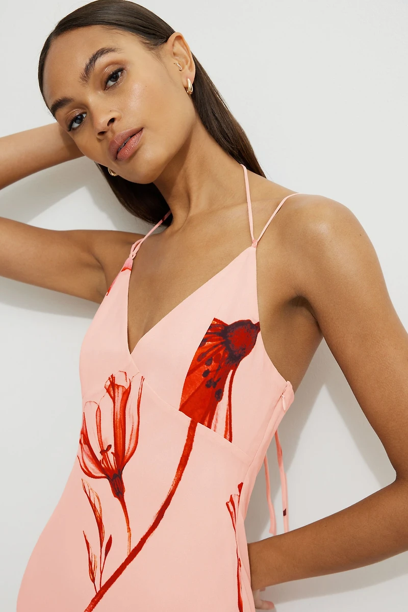 Asymmetric Ruffle Midi Dress