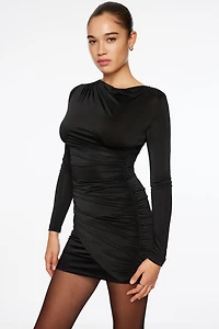 Minirobe drapée à manches longues