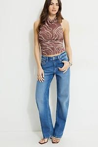 Draped Mesh Halter Top