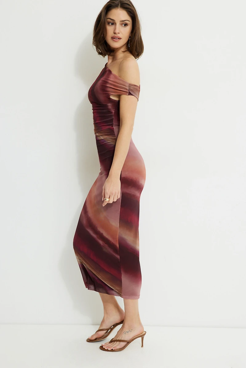 Robe maxi en maille à épaules dégagées